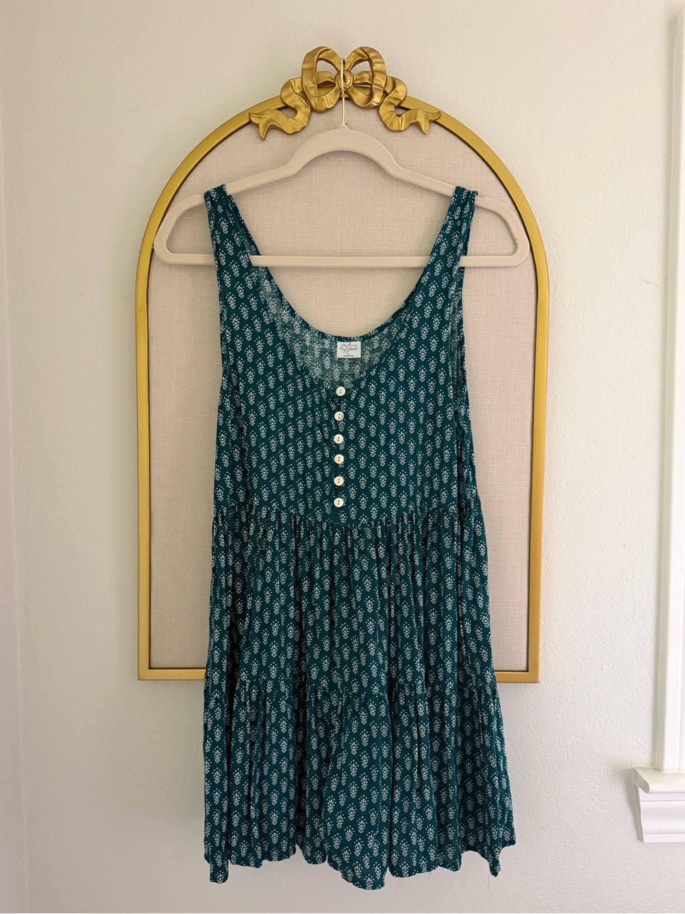 Teal Tiered Romper with Button Front